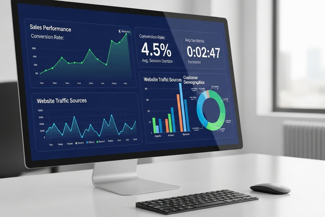 Laptop displaying social media analytics and engagement metrics for influencer marketing